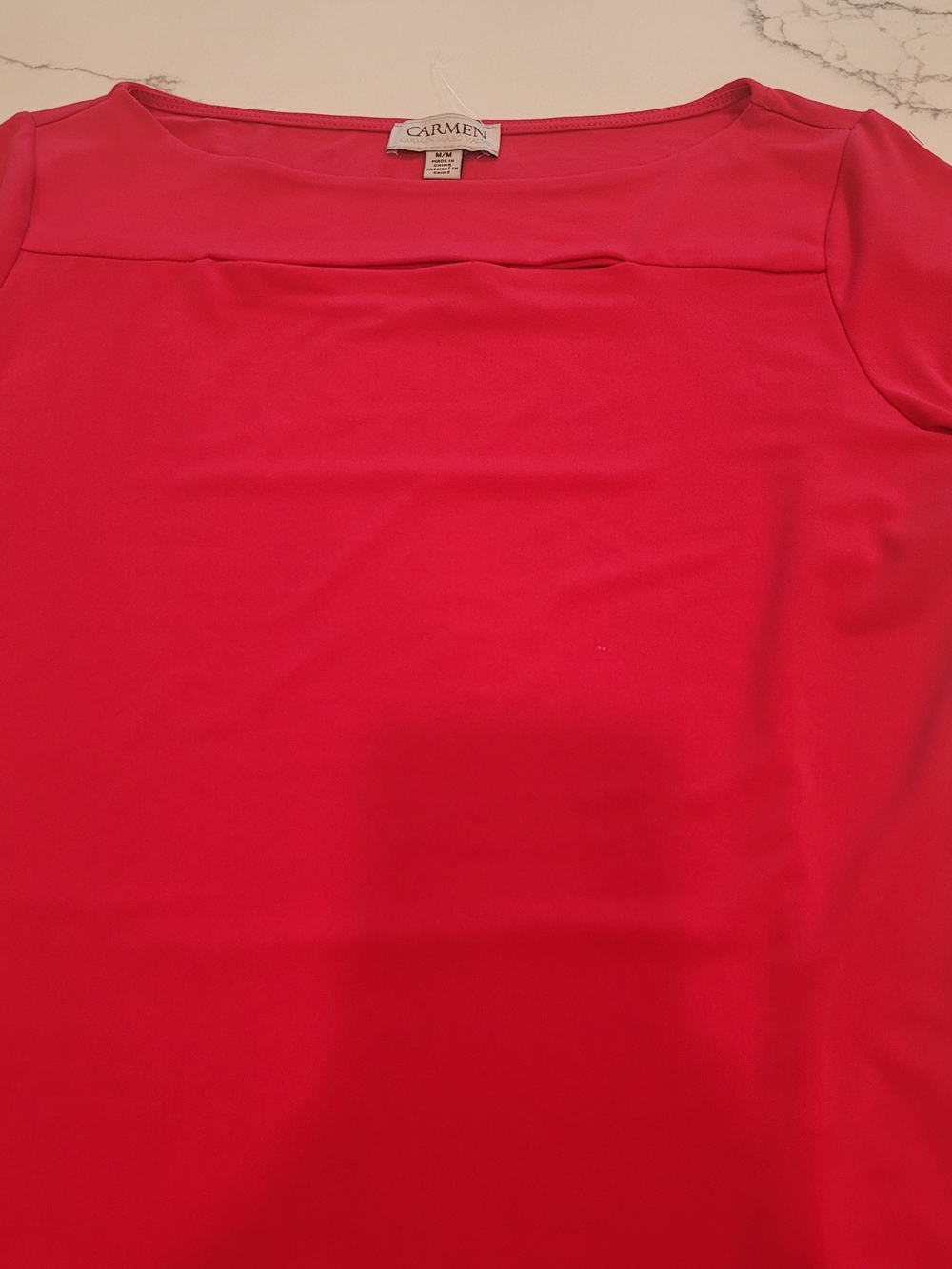Carmen Marc Valvo Hot Pink Boatneck Short Sleeve Top